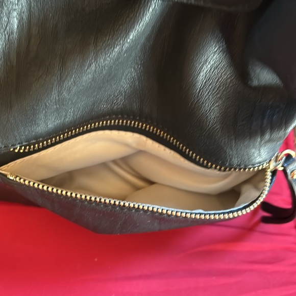 HYNES VICTORY Black Faux Leather Drawstring Backpack - 12" x 13" - Picture 10 of 12